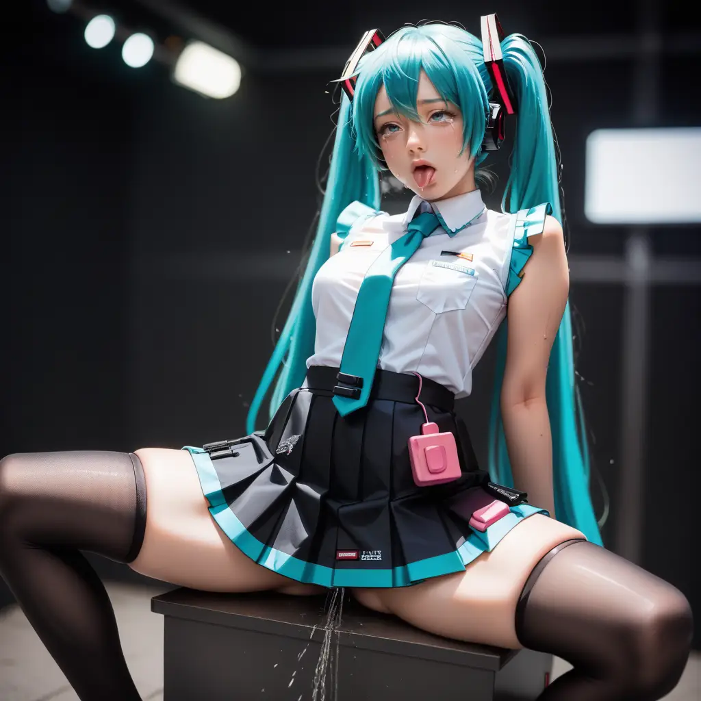 初音ミクのコスプレお姉さんがオナニーするAIエロ画像5枚目