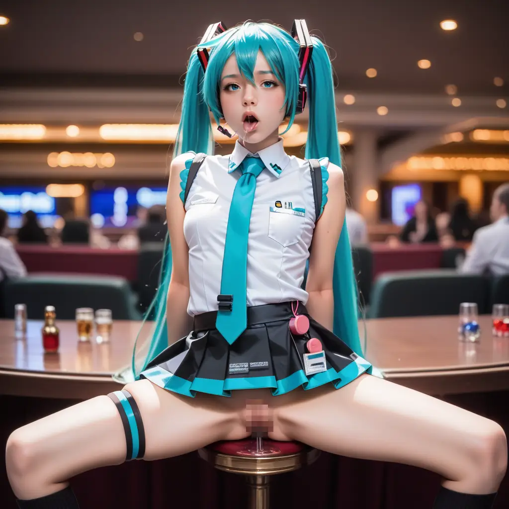 初音ミクのコスプレお姉さんがオナニーするAIエロ画像16枚目