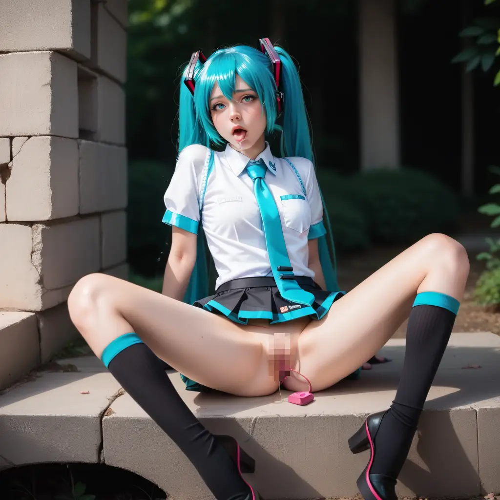 初音ミクのコスプレお姉さんがオナニーするAIエロ画像20枚目