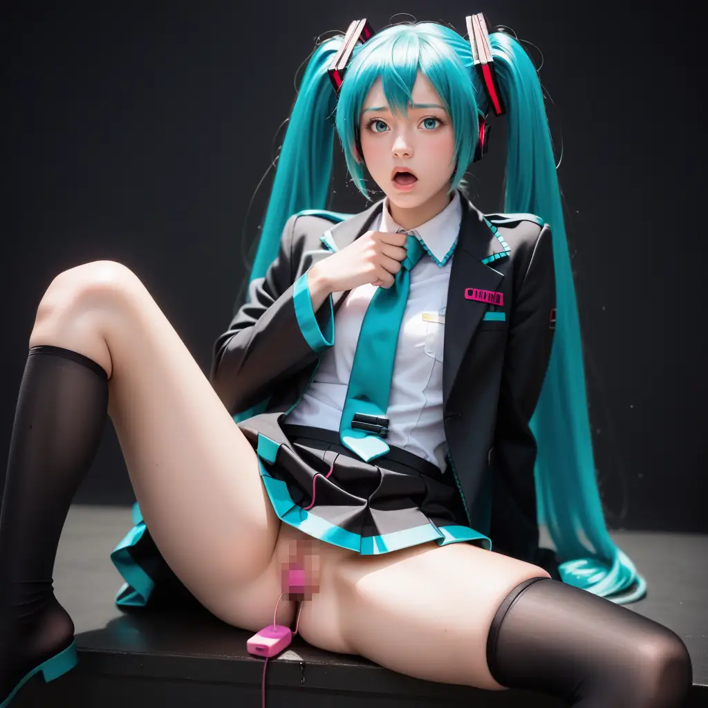 初音ミクのコスプレお姉さんがオナニーするAIエロ画像29枚目