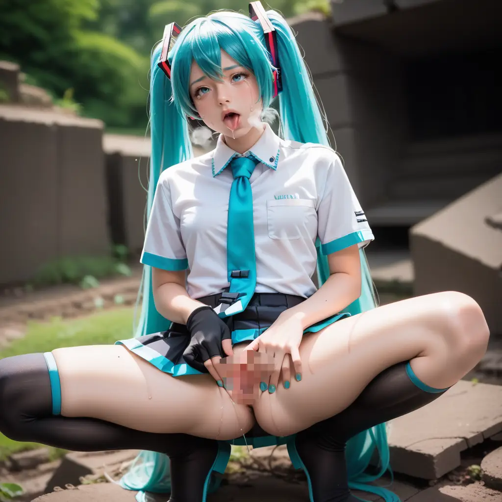 初音ミクのコスプレお姉さんがオナニーするAIエロ画像42枚目