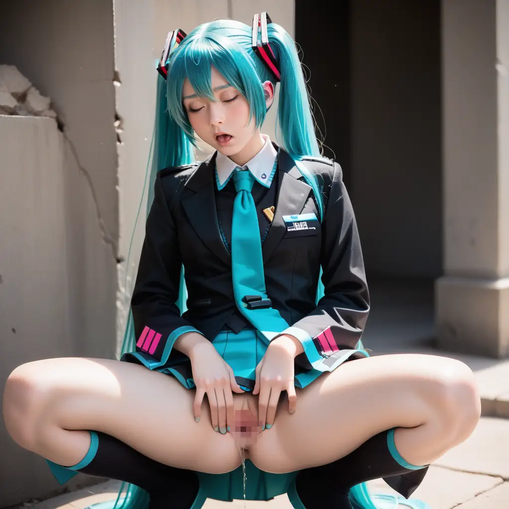 初音ミクのコスプレお姉さんがオナニーするAIエロ画像49枚目