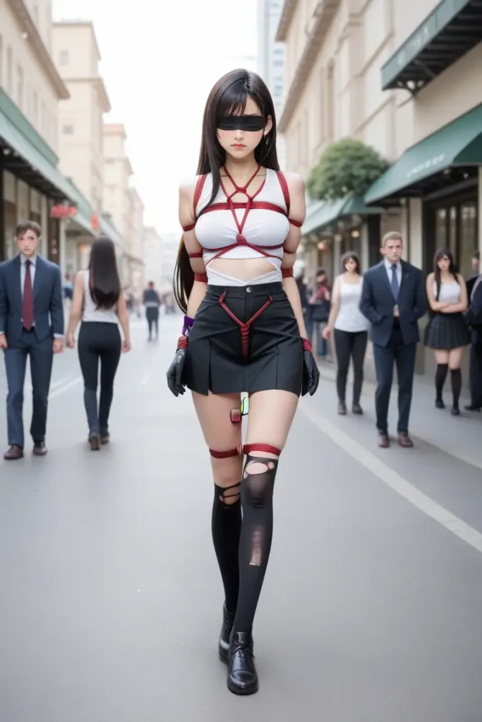 ティファのコスプレしたお姉さんを野外で縛って放置するAIエロ画像26枚目