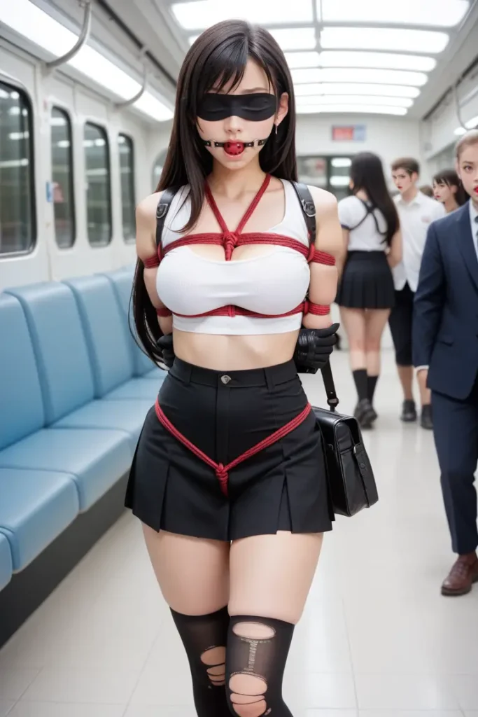 ティファのコスプレしたお姉さんを野外で縛って放置するAIエロ画像34枚目