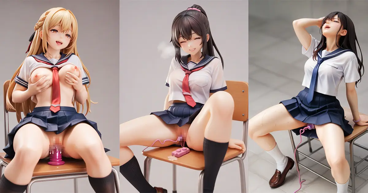 オナニーしている女子高生フィギュアのAIエロ画像