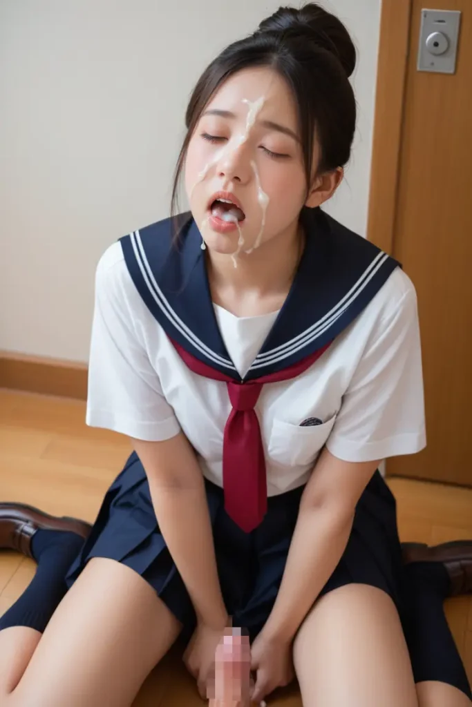 女子高生のお顔にザーメンぶっかけるAIエロ画像4枚目