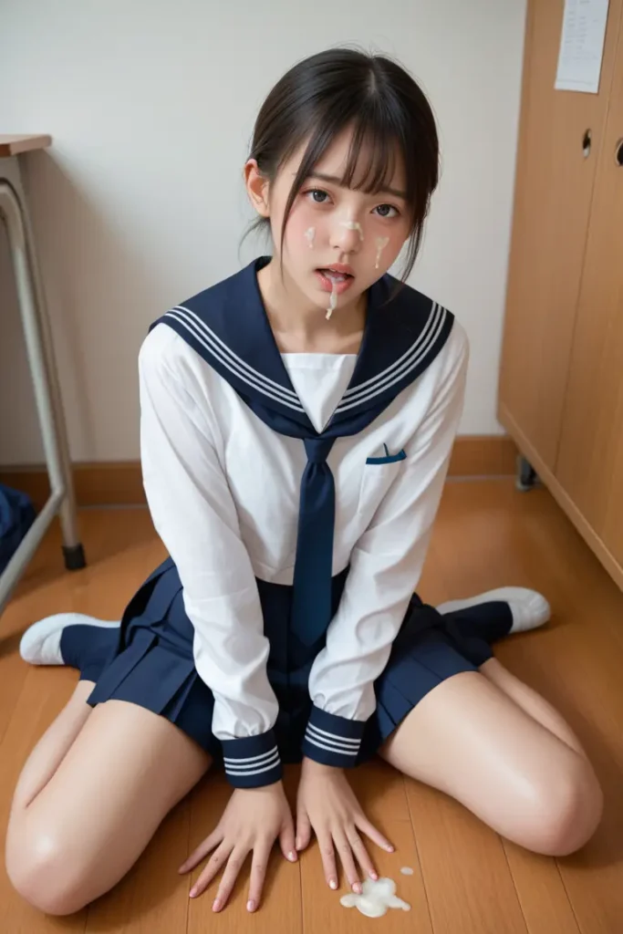 女子高生のお顔にザーメンぶっかけるAIエロ画像74枚目
