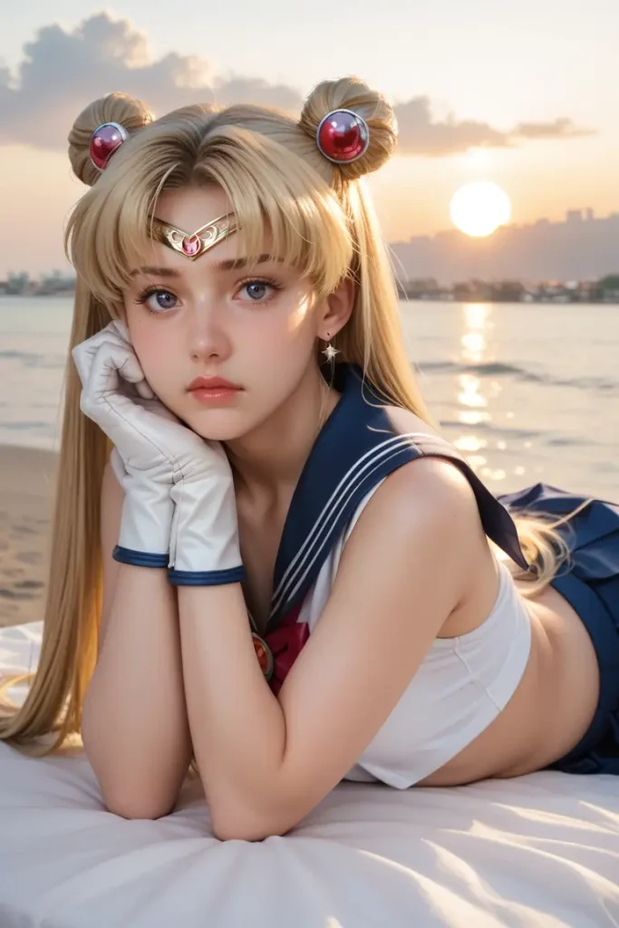 セーラームーンのコスプレしたお姉さんのヌードグラビアAIエロ画像16枚目