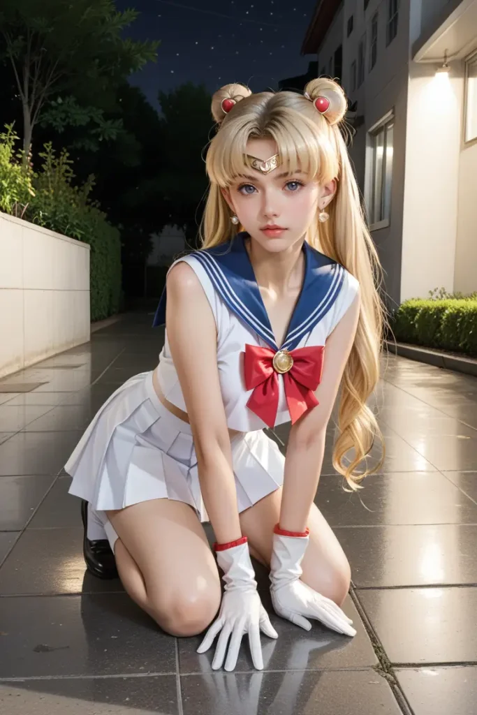 セーラームーンのコスプレしたお姉さんのヌードグラビアAIエロ画像17枚目