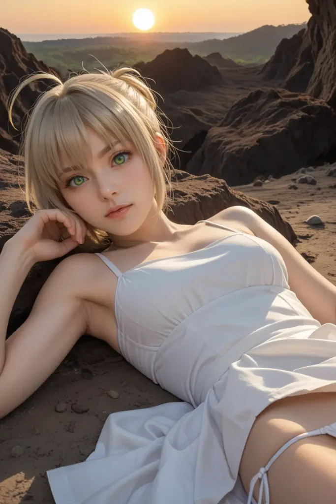 Fateに登場するセイバーのコスプレしたお姉さんのヌードグラビアAIエロ画像20枚目