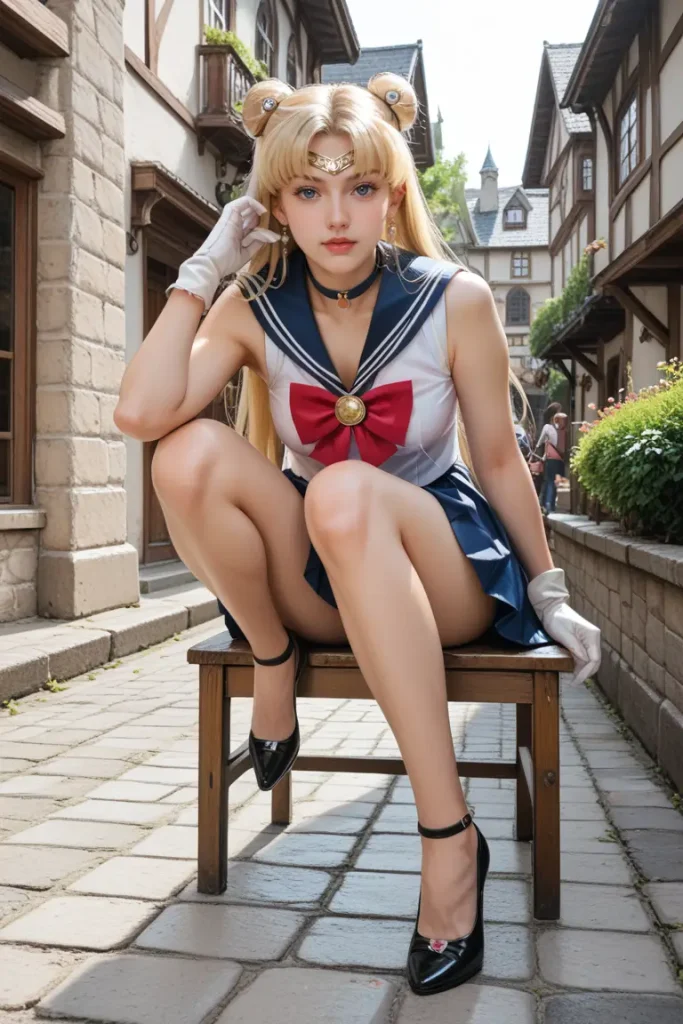 セーラームーンのコスプレしたお姉さんのヌードグラビアAIエロ画像27枚目