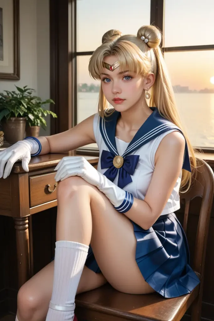 セーラームーンのコスプレしたお姉さんのヌードグラビアAIエロ画像30枚目