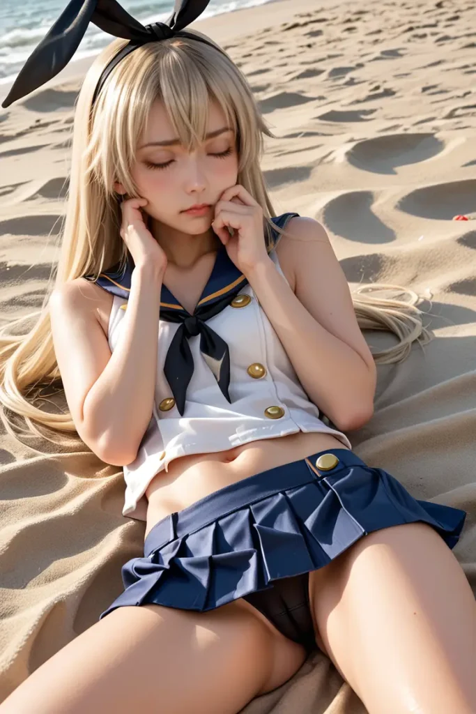 艦これの島風コスプレたお姉さんのヌードグラビアAIエロ画像2枚目