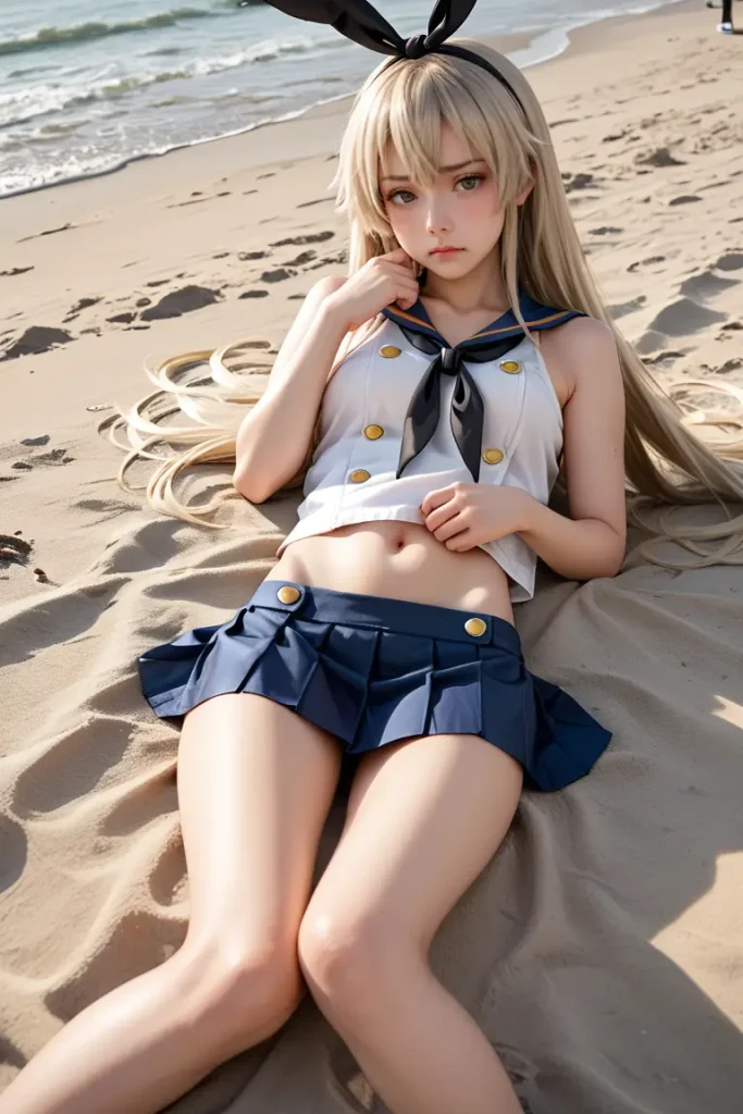 艦これの島風コスプレたお姉さんのヌードグラビアAIエロ画像4枚目