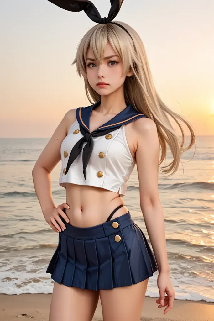 艦これの島風コスプレたお姉さんのヌードグラビアAIエロ画像5枚目