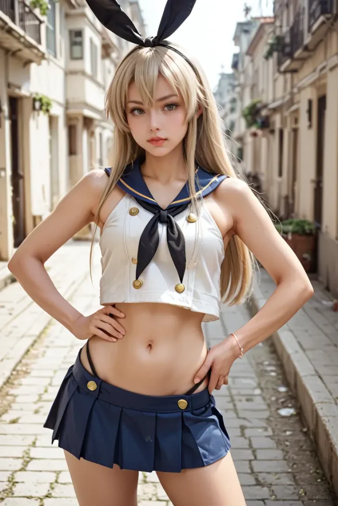 艦これの島風コスプレたお姉さんのヌードグラビアAIエロ画像7枚目