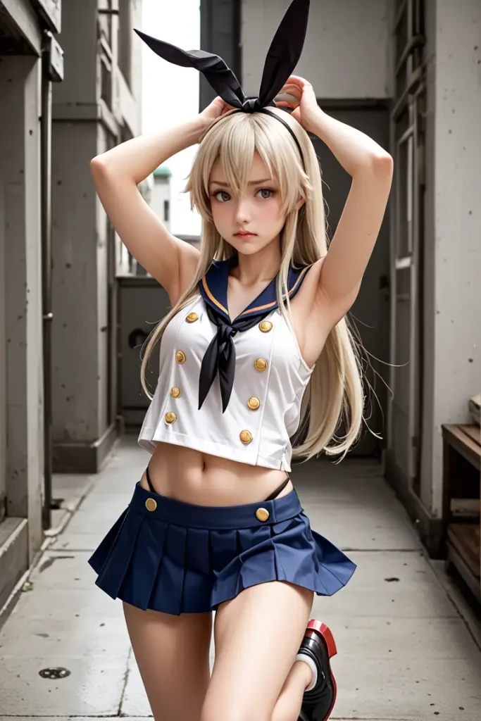 艦これの島風コスプレたお姉さんのヌードグラビアAIエロ画像8枚目