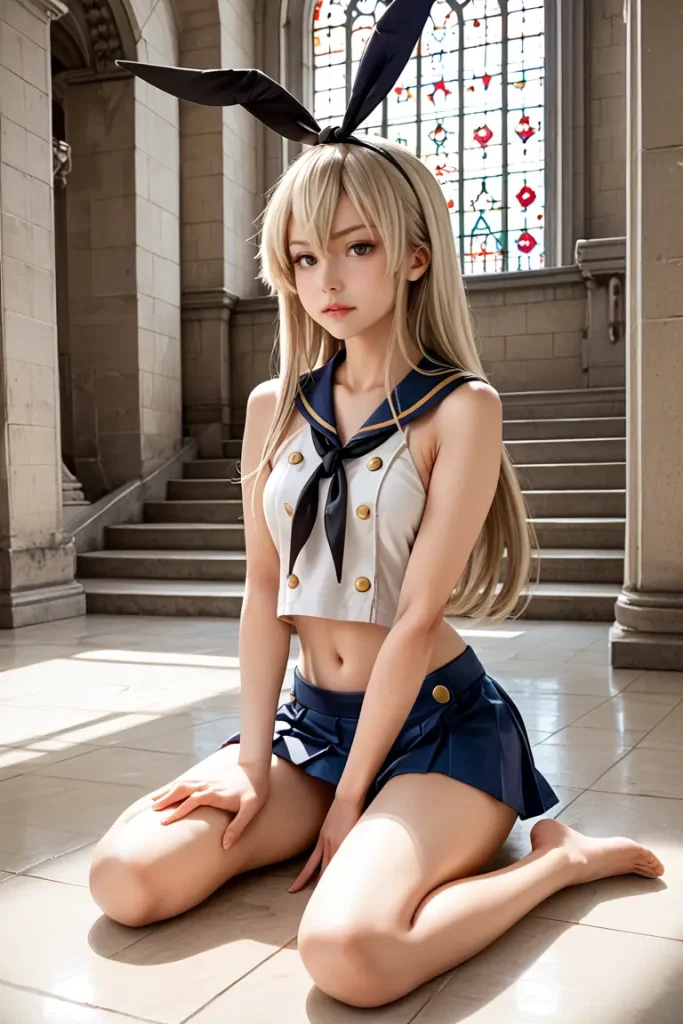 艦これの島風コスプレたお姉さんのヌードグラビアAIエロ画像9枚目