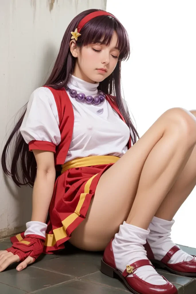 KOFの麻宮アテナのコスプレしたお姉さんのヌードグラビアAIエロ画像14枚目