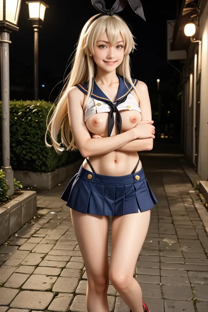 艦これの島風コスプレたお姉さんのヌードグラビアAIエロ画像20枚目