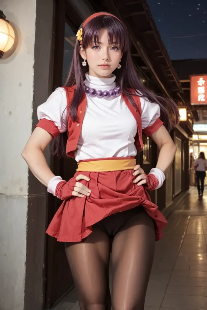 KOFの麻宮アテナのコスプレしたお姉さんのヌードグラビアAIエロ画像23枚目