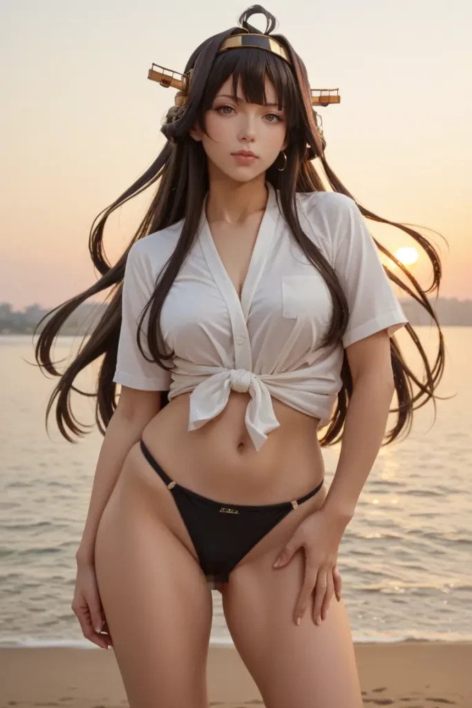 艦これ金剛のコスプレしたお姉さんのヌードグラビアAIエロ画像24枚目