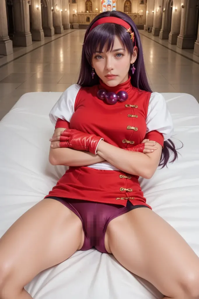 KOFの麻宮アテナのコスプレしたお姉さんのヌードグラビアAIエロ画像31枚目