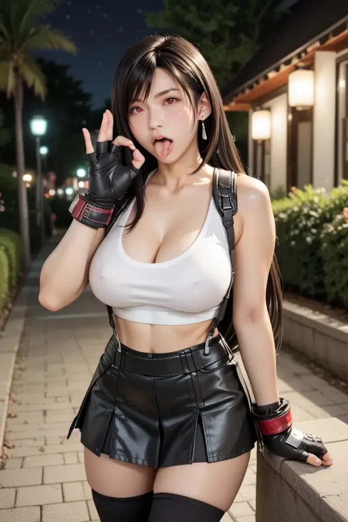 ファイナルファンタジーのティファのコスプレしたお姉さんがフェラチオを誘ってくるAIエロ画像15枚目