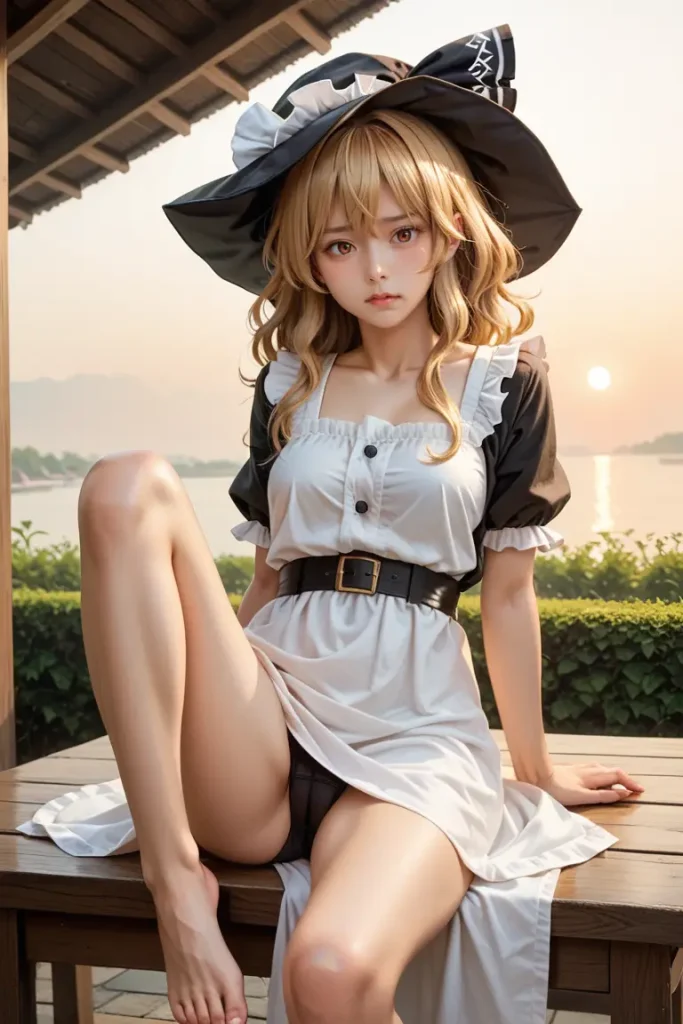 東方の霧雨魔理沙のコスプレしたお姉さんのヌードグラビアAIエロ画像23枚目