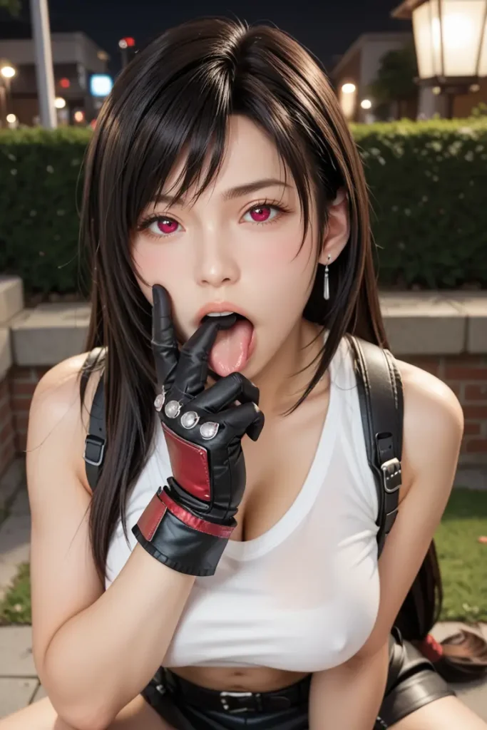 ファイナルファンタジーのティファのコスプレしたお姉さんがフェラチオを誘ってくるAIエロ画像27枚目