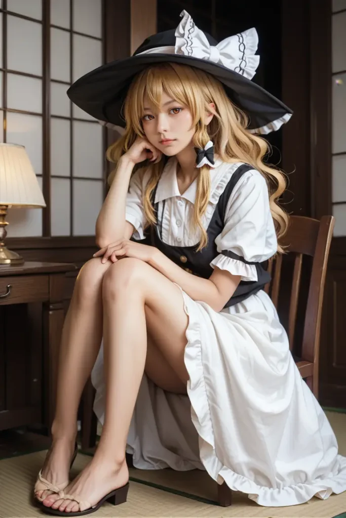 東方の霧雨魔理沙のコスプレしたお姉さんのヌードグラビアAIエロ画像32枚目