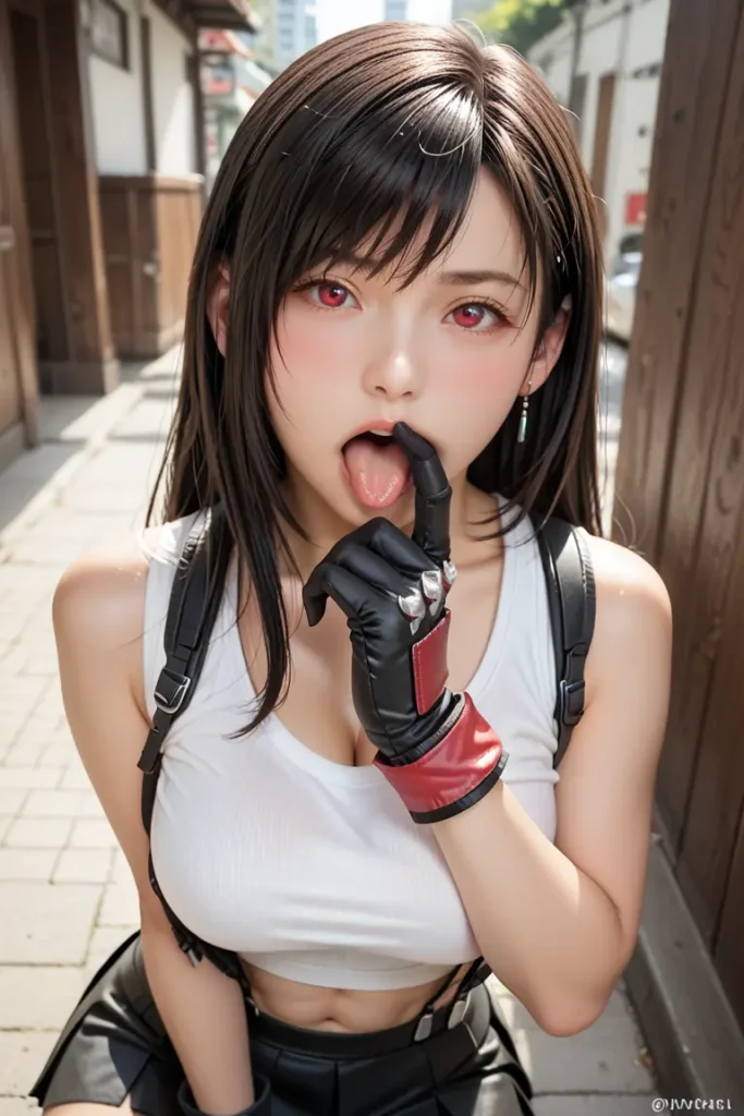 ファイナルファンタジーのティファのコスプレしたお姉さんがフェラチオを誘ってくるAIエロ画像39枚目