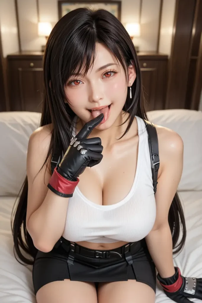 ファイナルファンタジーのティファのコスプレしたお姉さんがフェラチオを誘ってくるAIエロ画像41枚目