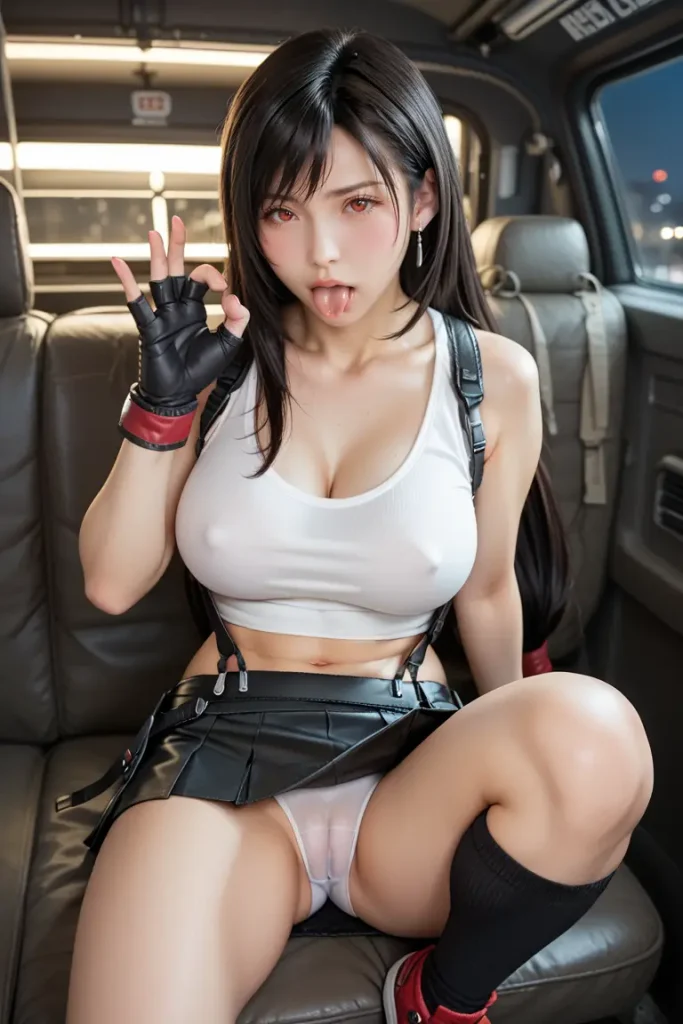 ファイナルファンタジーのティファのコスプレしたお姉さんがフェラチオを誘ってくるAIエロ画像44枚目