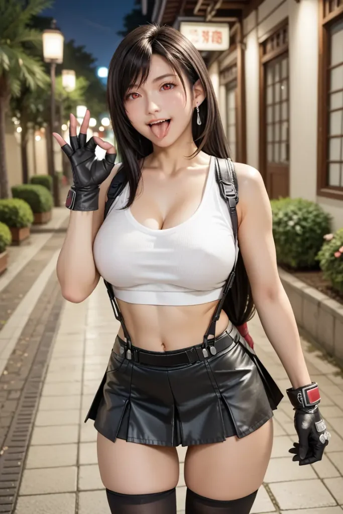 ファイナルファンタジーのティファのコスプレしたお姉さんがフェラチオを誘ってくるAIエロ画像66枚目