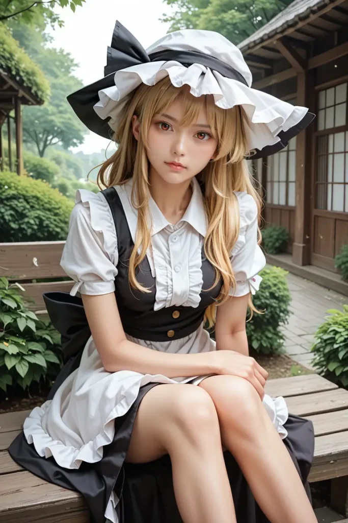 東方の霧雨魔理沙のコスプレしたお姉さんのヌードグラビアAIエロ画像90枚目