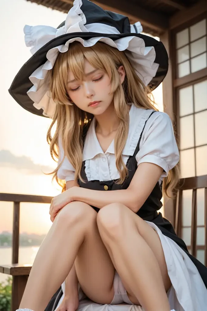 東方の霧雨魔理沙のコスプレしたお姉さんのヌードグラビアAIエロ画像94枚目