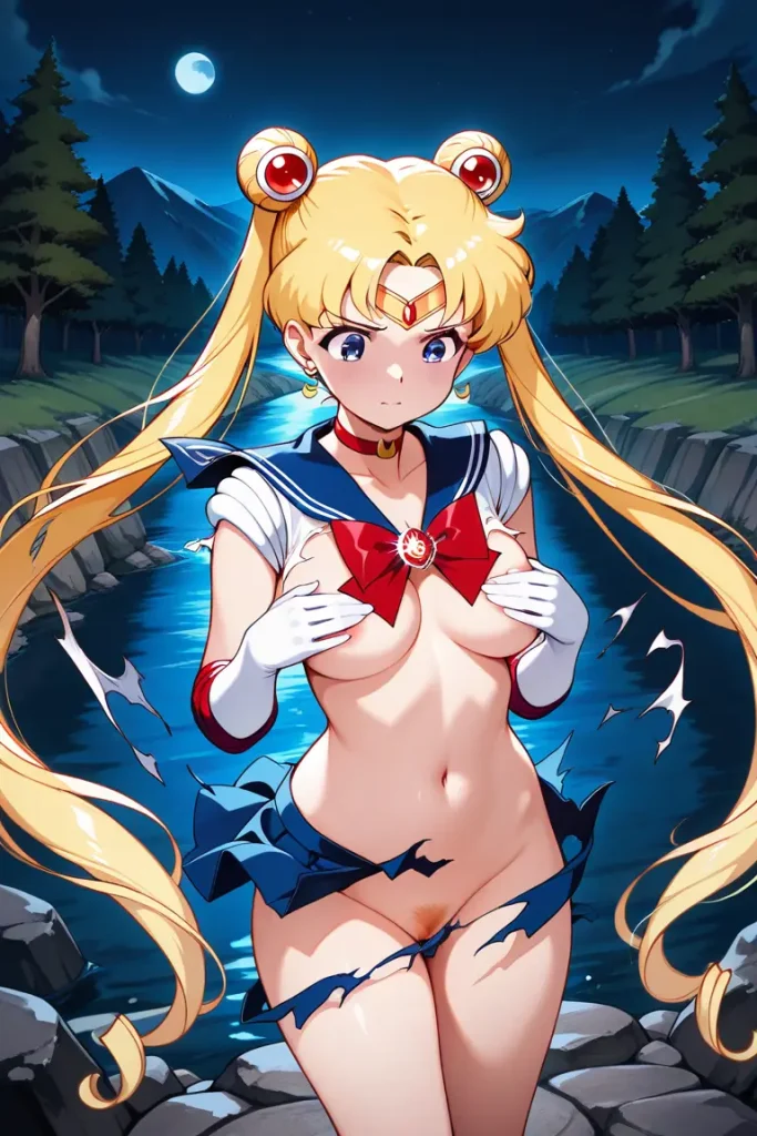 セーラームーンの服が弾けて破れるAIエロ画像2枚目