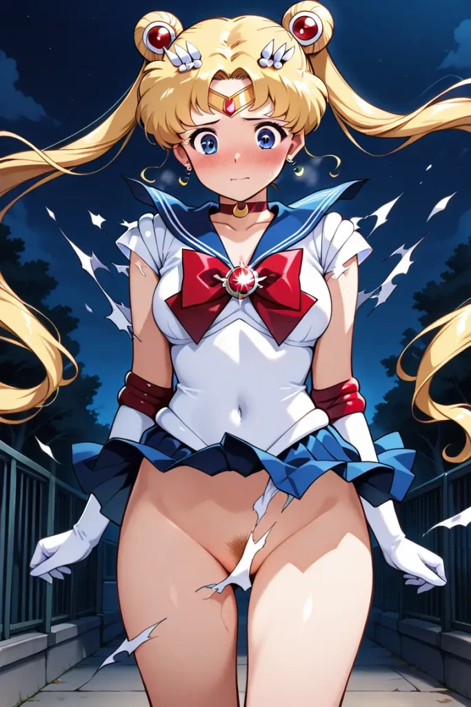 セーラームーンの服が弾けて破れるAIエロ画像3枚目