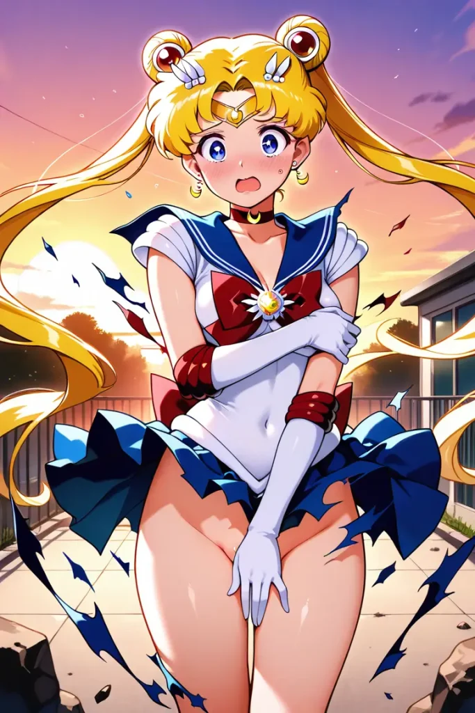 セーラームーンの服が弾けて破れるAIエロ画像15枚目