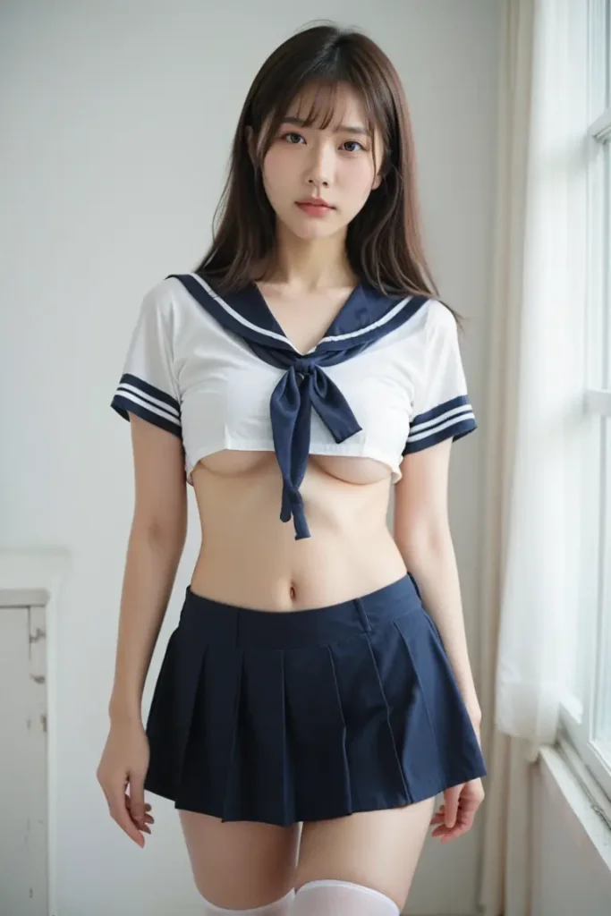 セクシーな制服を着たギャル女子高生のヌードグラビアAIエロ画像22枚目