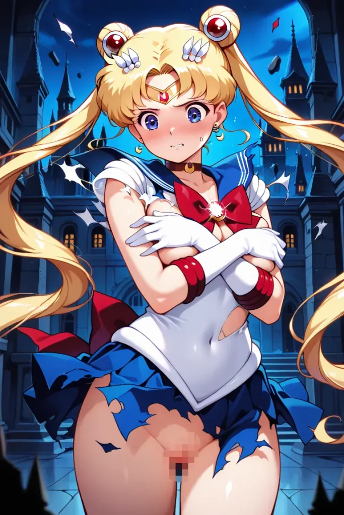 セーラームーンの服が弾けて破れるAIエロ画像23枚目