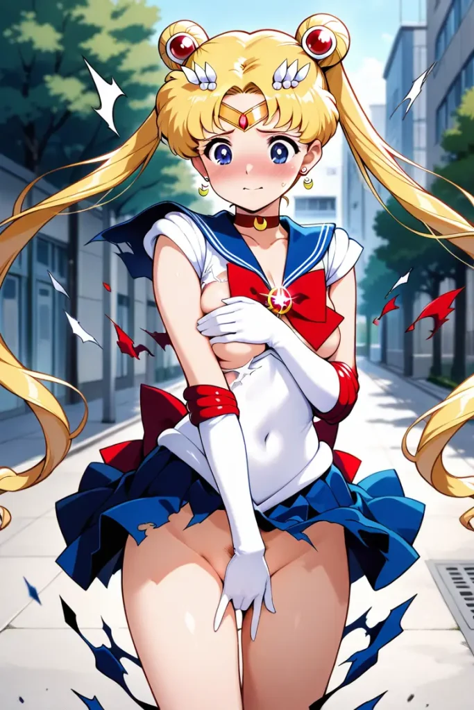 セーラームーンの服が弾けて破れるAIエロ画像24枚目