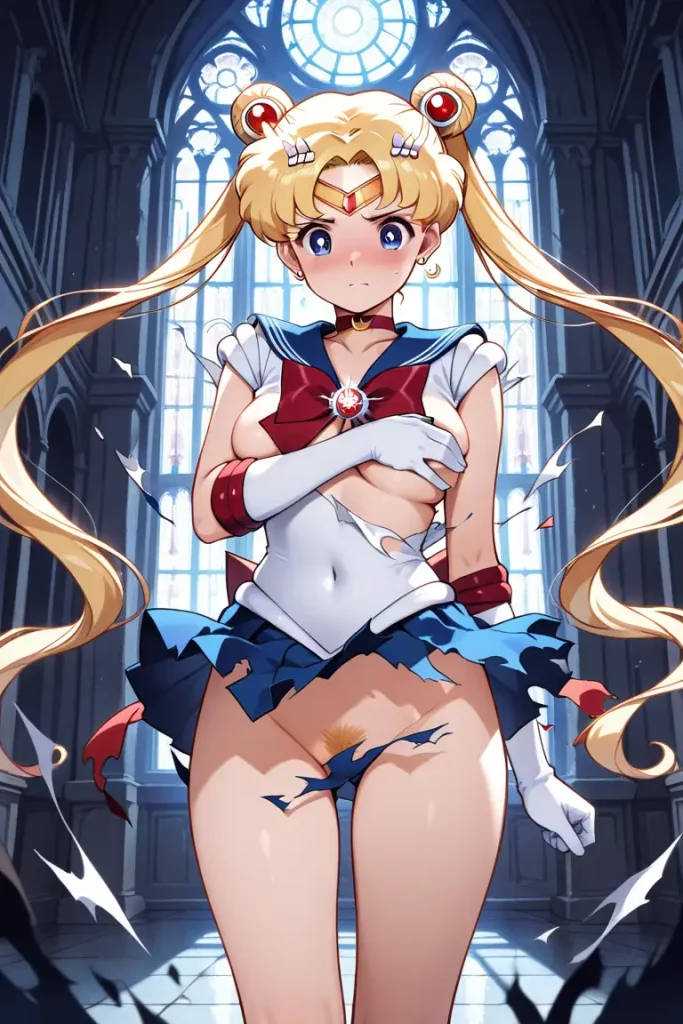 セーラームーンの服が弾けて破れるAIエロ画像25枚目