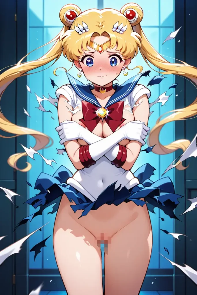 セーラームーンの服が弾けて破れるAIエロ画像27枚目