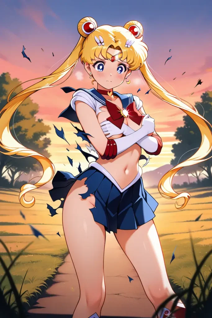 セーラームーンの服が弾けて破れるAIエロ画像32枚目