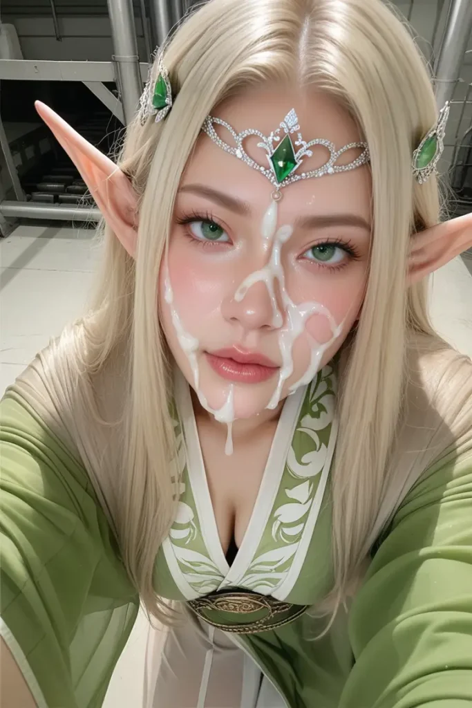 エルフコスプレイヤーに顔射するAIエロ画像20枚目