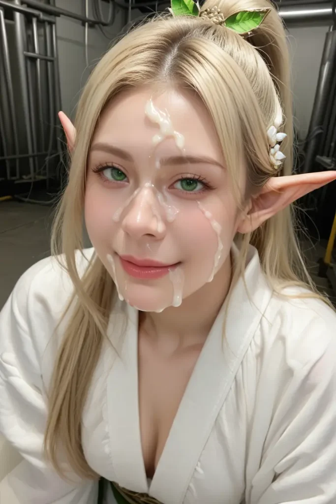エルフコスプレイヤーに顔射するAIエロ画像44枚目