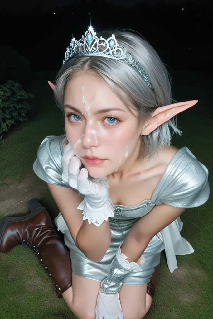 エルフコスプレイヤーに顔射するAIエロ画像49枚目