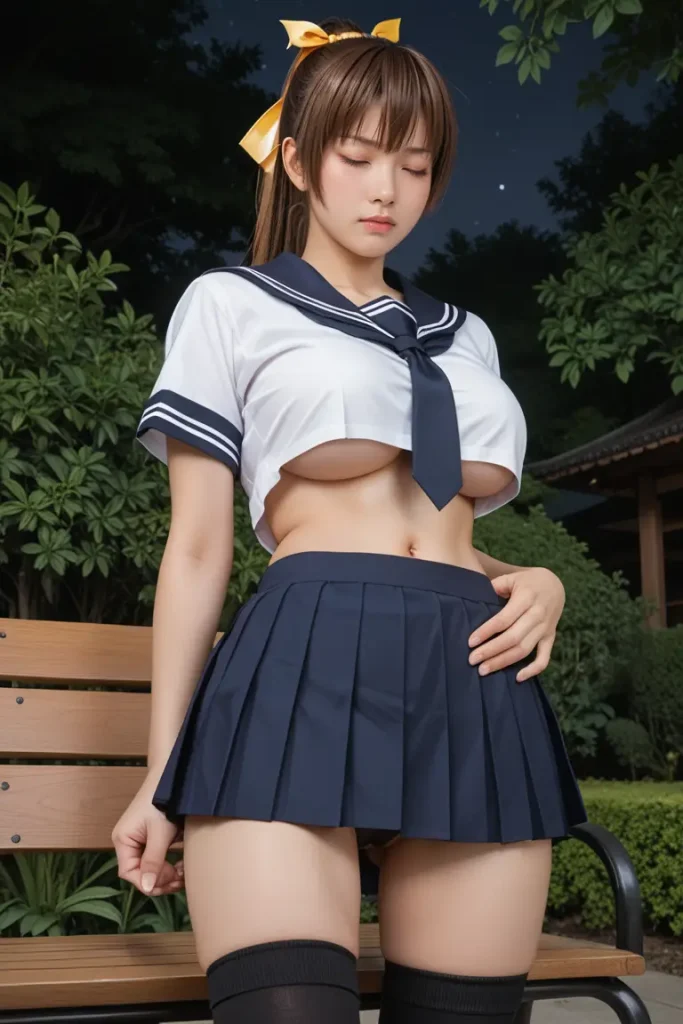 デッドオアアライブの霞のコスプレイヤーがエッチなセーラー服を着るAIエロ画像34枚目